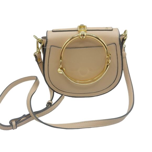 Chloe Style Crossbody Ring Bag-Beige Vegan Leather Gold Hardware - Picture 16 of 16